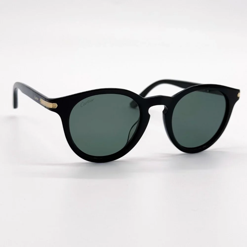 NEW CARTIER CT0010S 004 MEN BLACK ROUND SUNGLASSES
